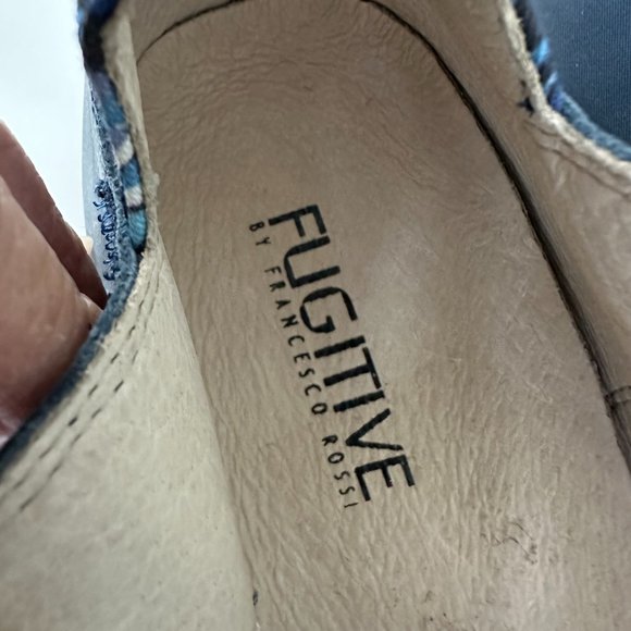 Funky Blue Leather Mary Janes with Contrasting Print Inserts - Picture 8 of 8